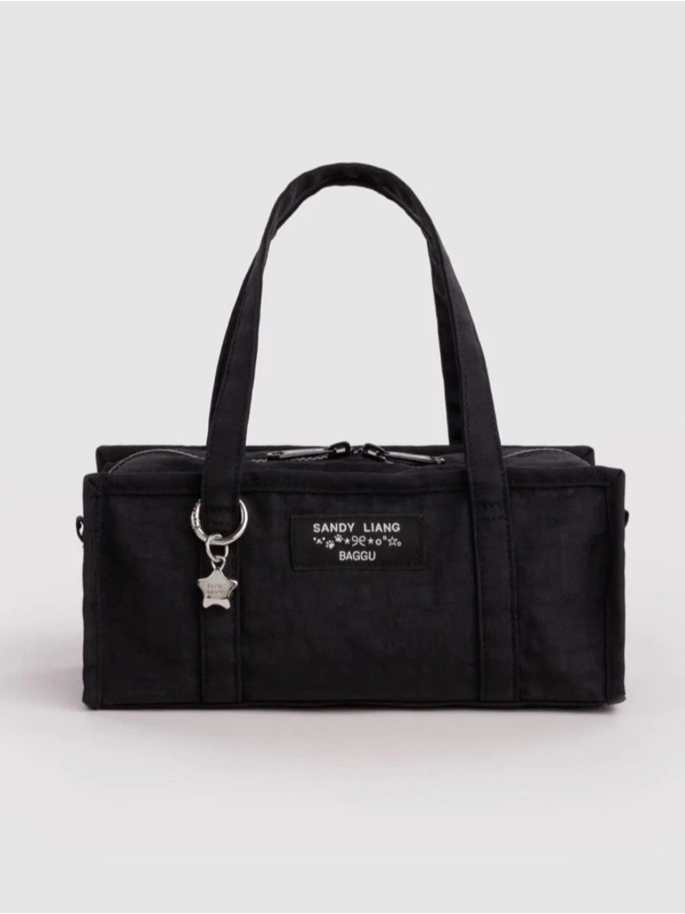 BAGGU X Sandy Liang Black Canvas Toiletry Bag with Star Charm NEW NWT